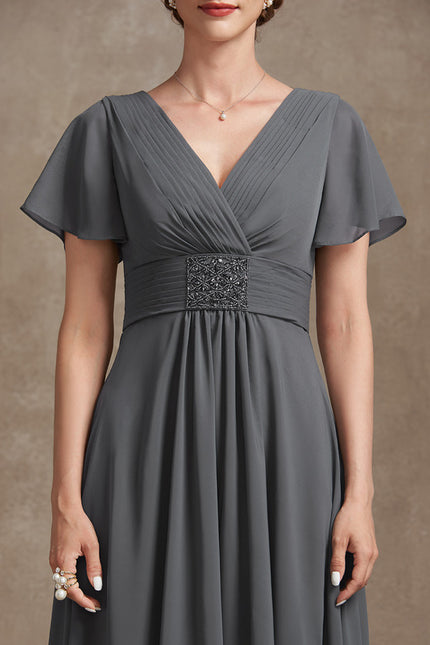 Robe Trapèze Gris Élégance Sereine - gallery 5