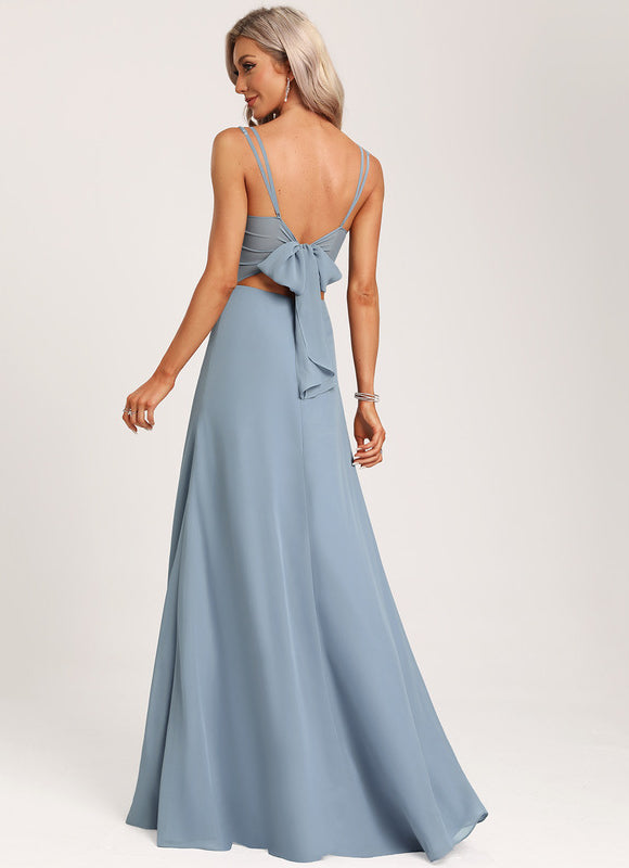 Robe Trapèze Mousseline Fendue - gallery 5