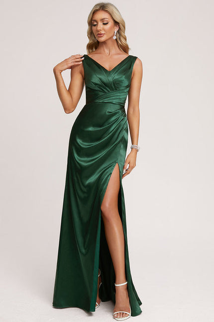 Robe Trapèze Satin Doré Élégante - gallery 3