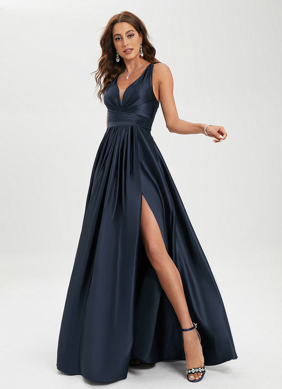 Robe Trapèze Éclat Satiné Doré - gallery 2