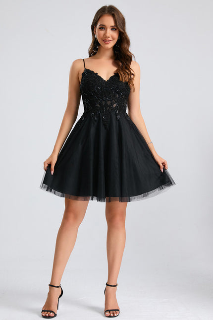 Robe Trapèze Tulle Noire - gallery 5