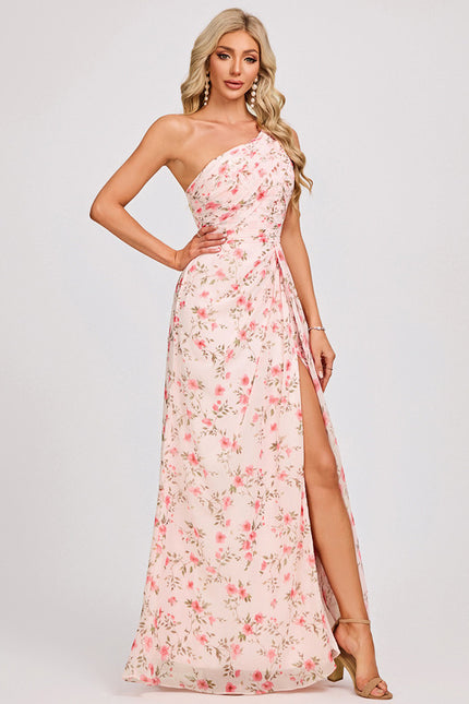 Robe Trapèze Asymétrique Beige - gallery 2