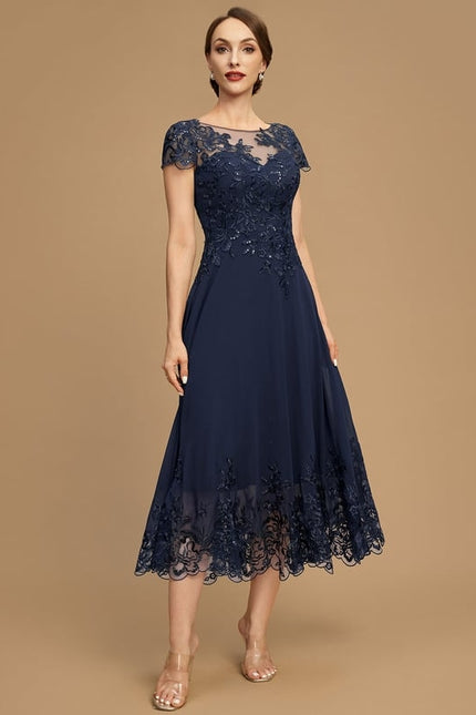 Robe Trapèze Bleu Élégance Chic