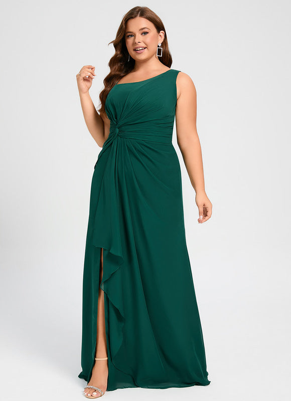 Robe Trapèze Verte Mousseline À Volants - gallery 9