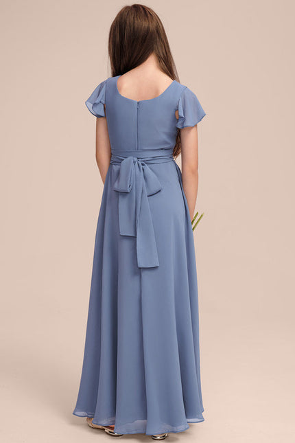 Robe Trapèze Mousseline Bleue - gallery 4