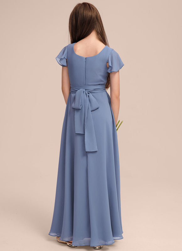 Robe Trapèze Mousseline Bleue - gallery 4