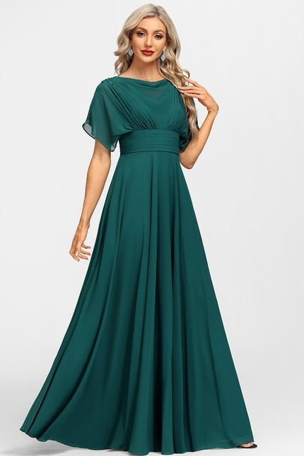 Robe Trapèze Verte Soirée Plissée Perlée - gallery 5