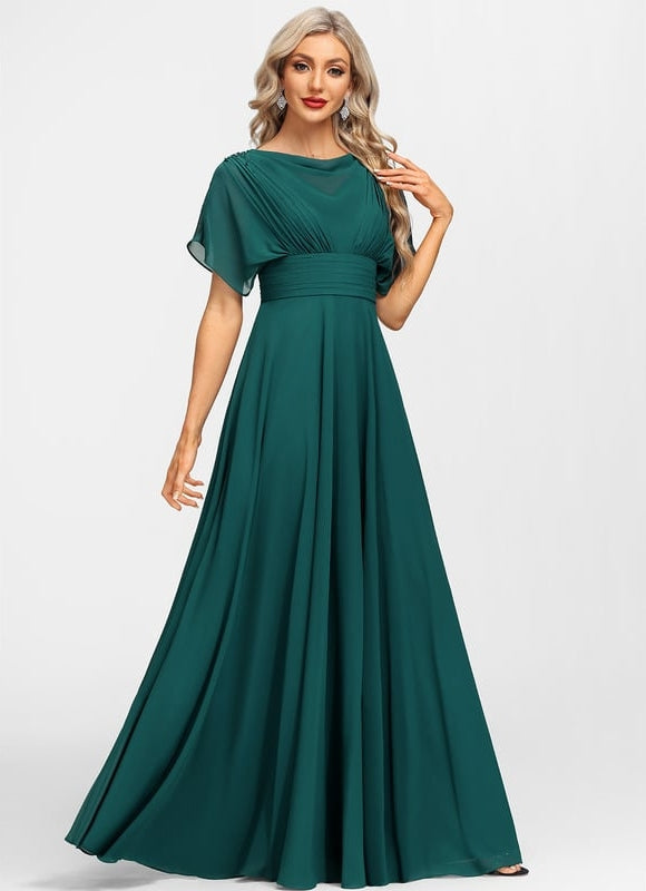 Robe Trapèze Verte Soirée Plissée Perlée - gallery 5