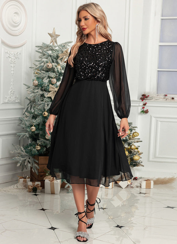 Robe Trapèze Pailletée Aérienne - gallery 4
