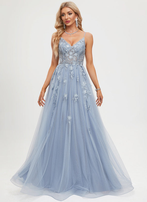 Robe Trapèze Tulle Azur Éthéré