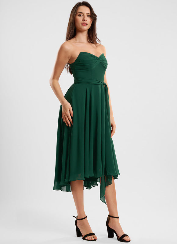 Robe Trapèze Flottante Verte - gallery 8