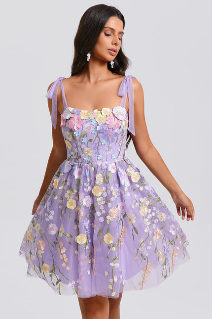 Robe Trapèze Fleurie Lavande - gallery 5