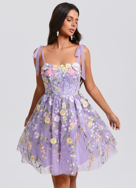 Robe Trapèze Fleurie Lavande - gallery 5