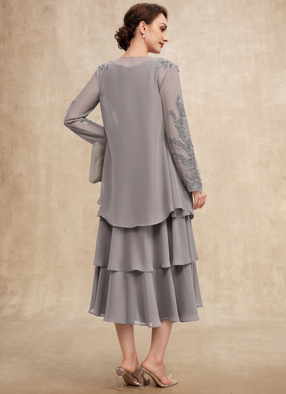 Robe Trapèze Grise Volante - gallery 4