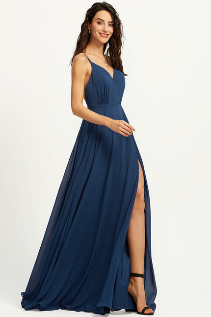 Robe Trapèze Velours Céleste - gallery 3