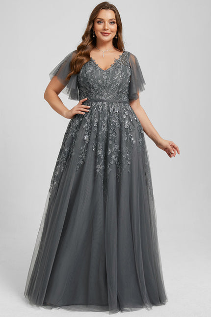Robe Trapèze Élégance Grise Tulle - gallery 8