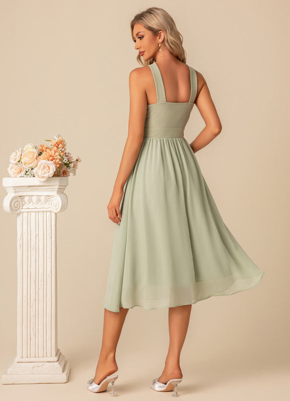Robe Trapèze Vert Poudré - gallery 4