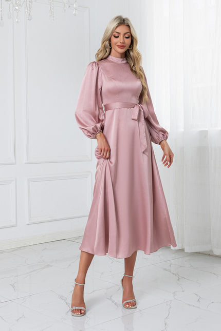 Robe Trapèze Rose Satinée