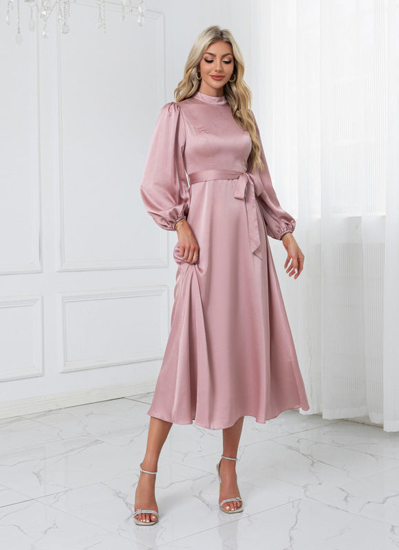 Robe Trapèze Rose Satinée