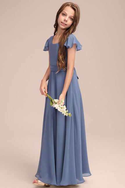 Robe Trapèze Mousseline Bleue - gallery 3