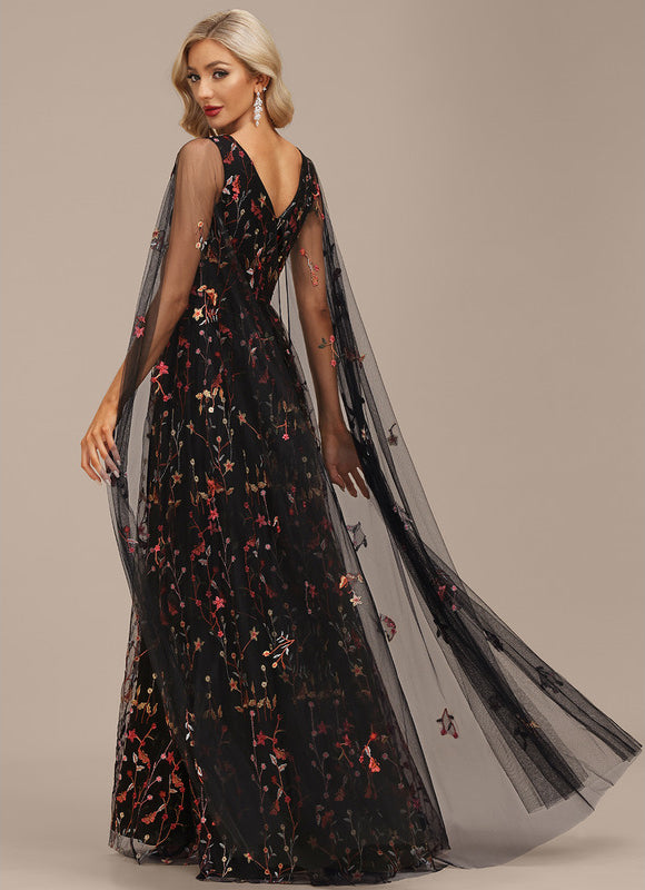 Robe Trapèze Nocturne Florale - gallery 4