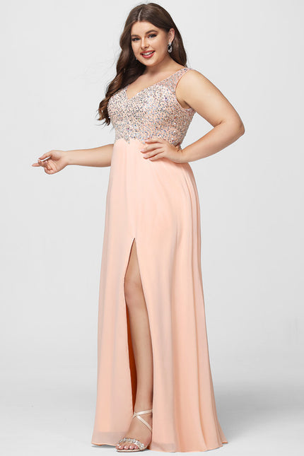 Robe Trapèze Éclat Pêche Satiné - gallery 7