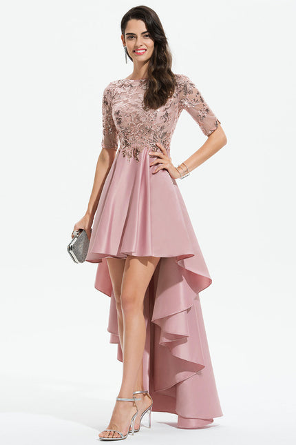 Robe Trapèze Rose Pastel Soirée Bal - gallery 3