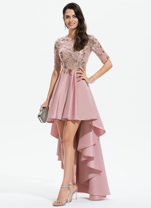 Robe Trapèze Rose Pastel Soirée Bal - gallery 3