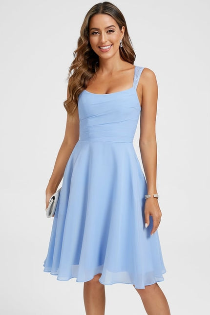 Robe Trapèze Bleu Doux Chic - gallery 1