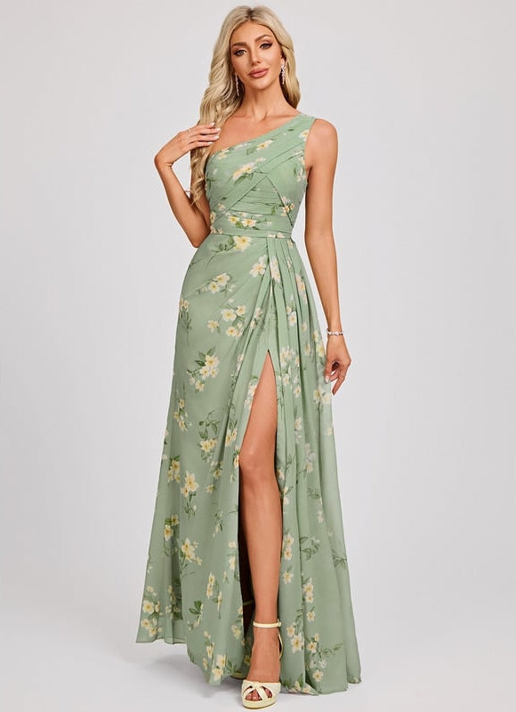 Robe Trapèze Asymétrique Beige - gallery 2