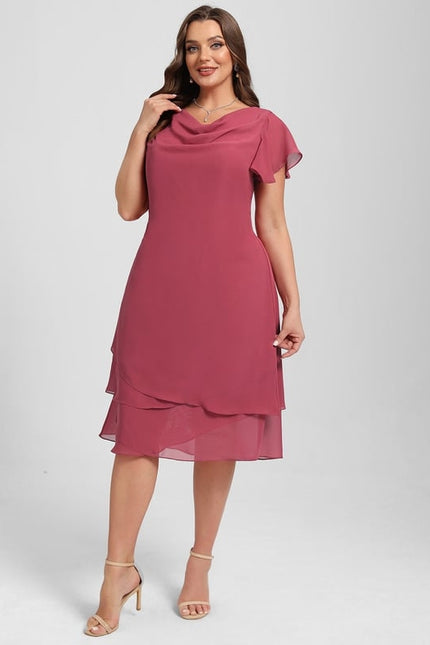 Robe Trapèze Satin Rosé - gallery 8