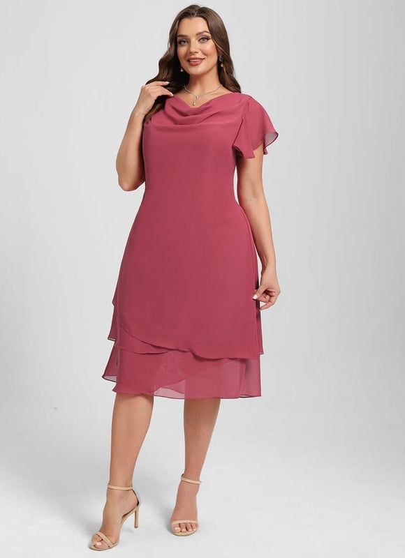 Robe Trapèze Satin Rosé - gallery 8