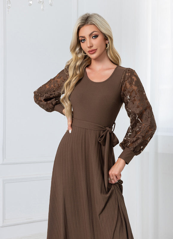 Robe Trapèze Châtaigne Élégante - gallery 4
