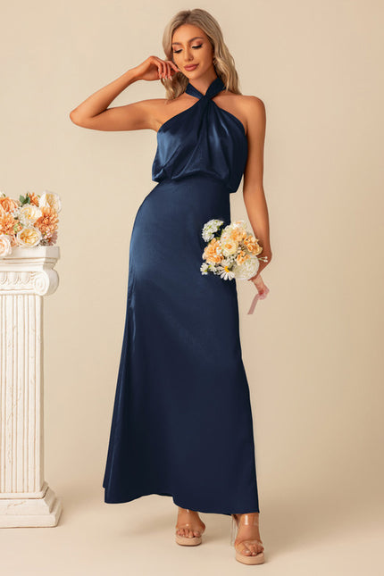 Robe Trapèze Satin Luxe Halter - gallery 9