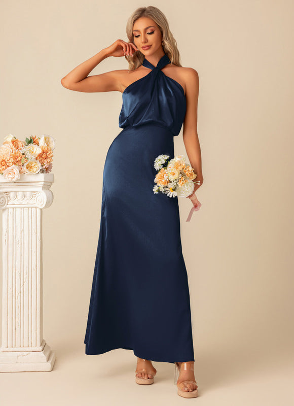 Robe Trapèze Satin Luxe Halter - gallery 9