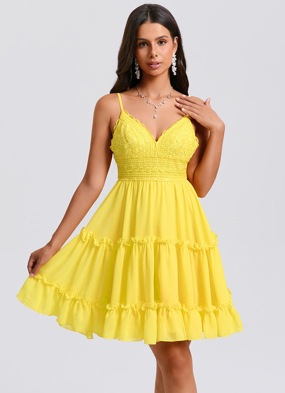 Robe Trapèze Jaune Flottante - gallery 1