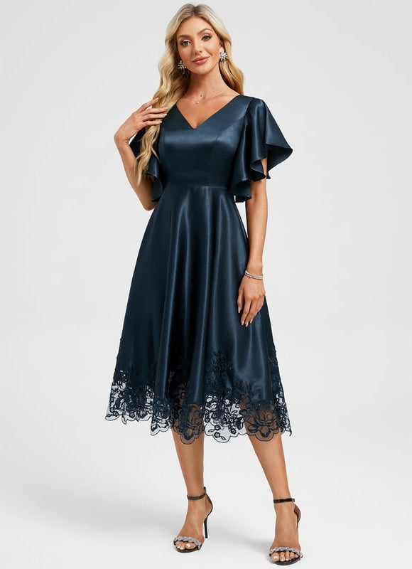 Robe Trapèze Élégante À Dentelle - gallery 5