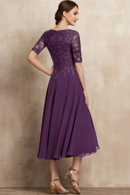 Robe Trapèze Violet Éclat Satiné - gallery 2