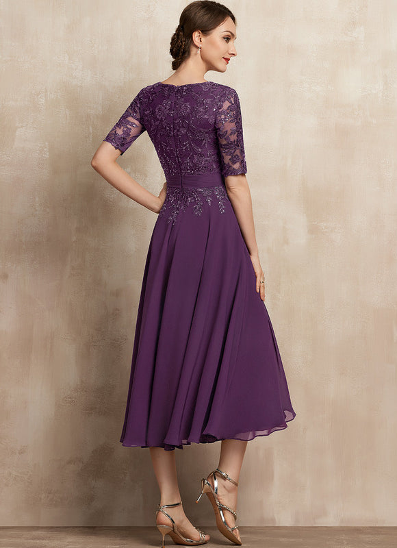 Robe Trapèze Violet Éclat Satiné - gallery 2