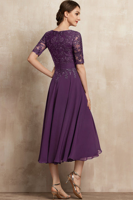 Robe Trapèze Violet Éclat Satiné - gallery 2