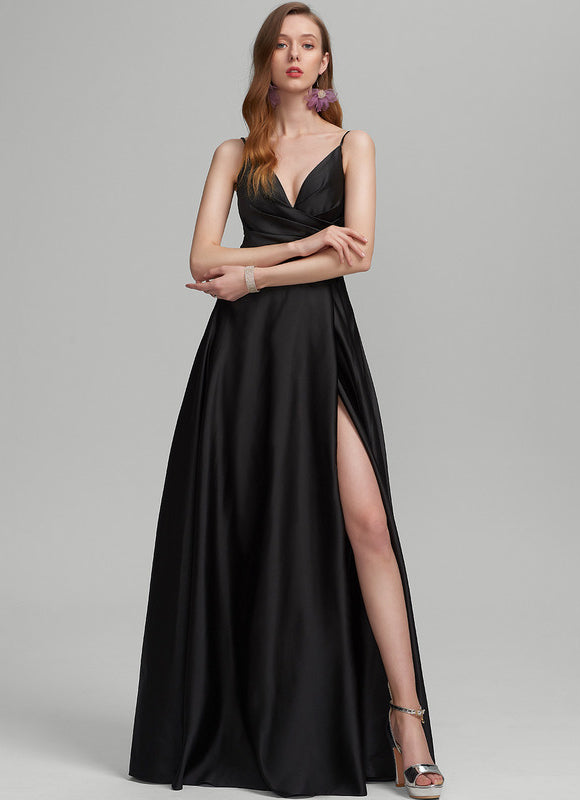 Robe Trapèze Satin Noir Chic - gallery 3
