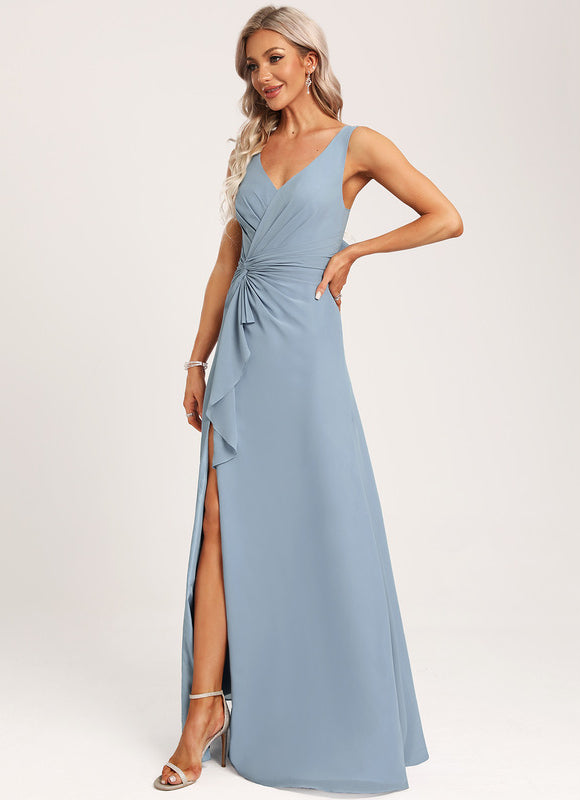 Robe Trapèze Mousseline Fendue - gallery 4