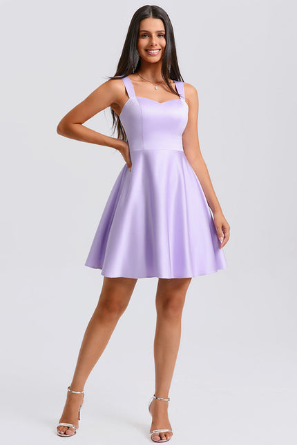 Robe Trapèze Satinée Lavande - gallery 2