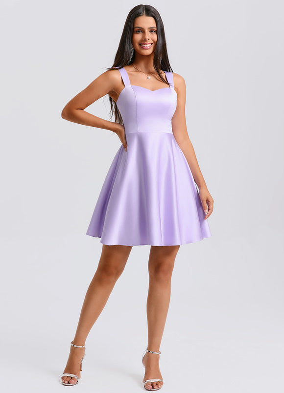 Robe Trapèze Satinée Lavande - gallery 2