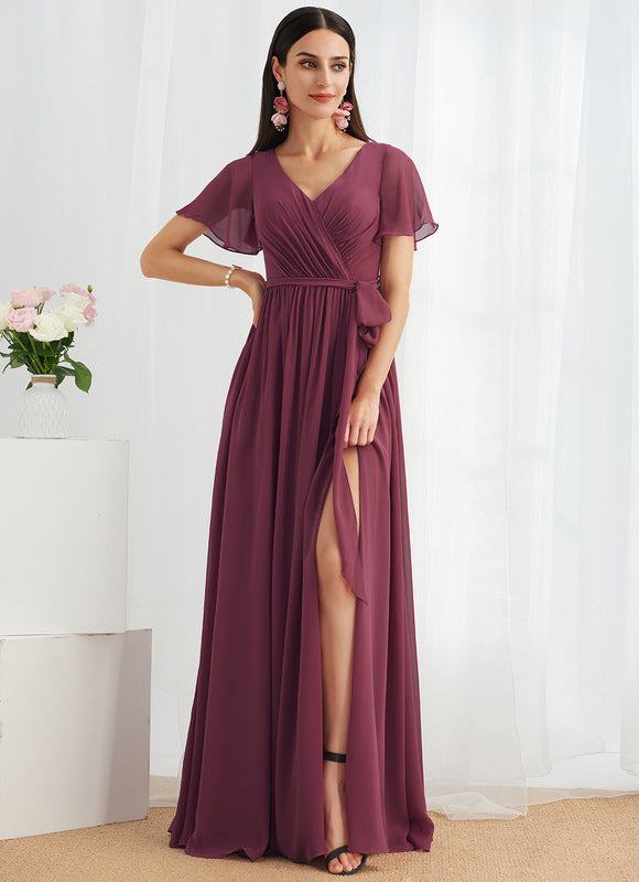 Robe Trapèze Longue Beige Élégante - gallery 3