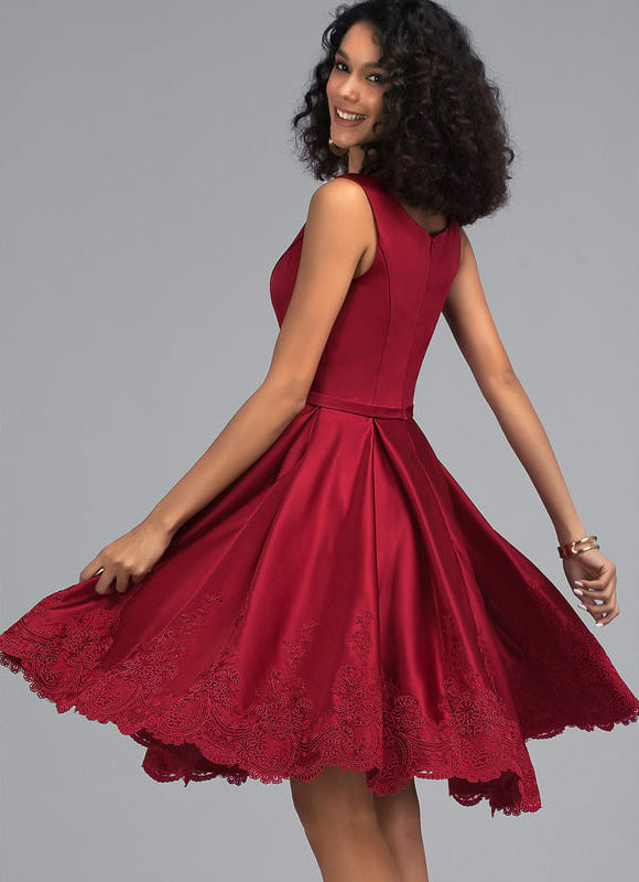 Robe Trapèze Rouge Festif - gallery 3