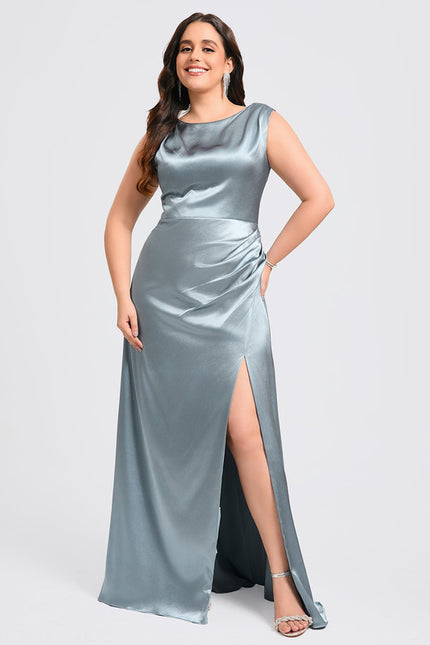 Robe Trapèze Satin Aqua Élégant - gallery 6