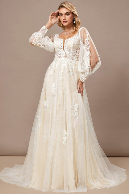 Robe Trapèze De Mariée Éthérée - gallery 2