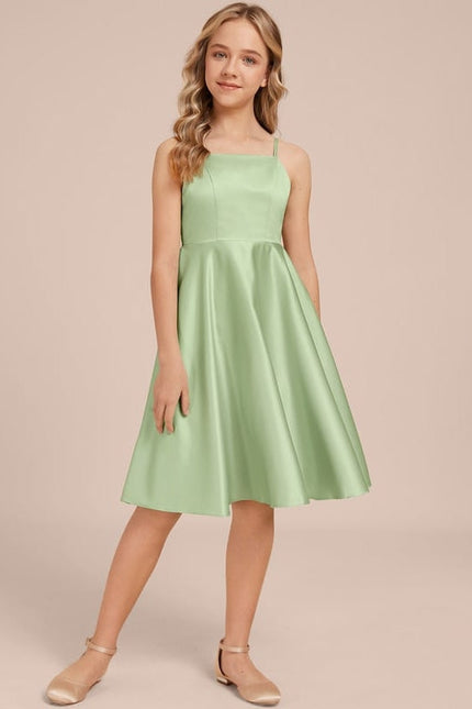 Robe Trapèze Satin Menthe Élégante - gallery 1