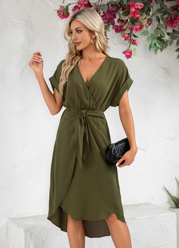 Robe Trapèze Olive Fluide - gallery 2